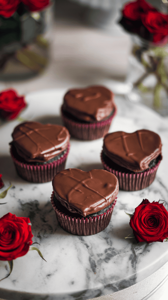 Heart-Shaped Chocolate Cupcakes