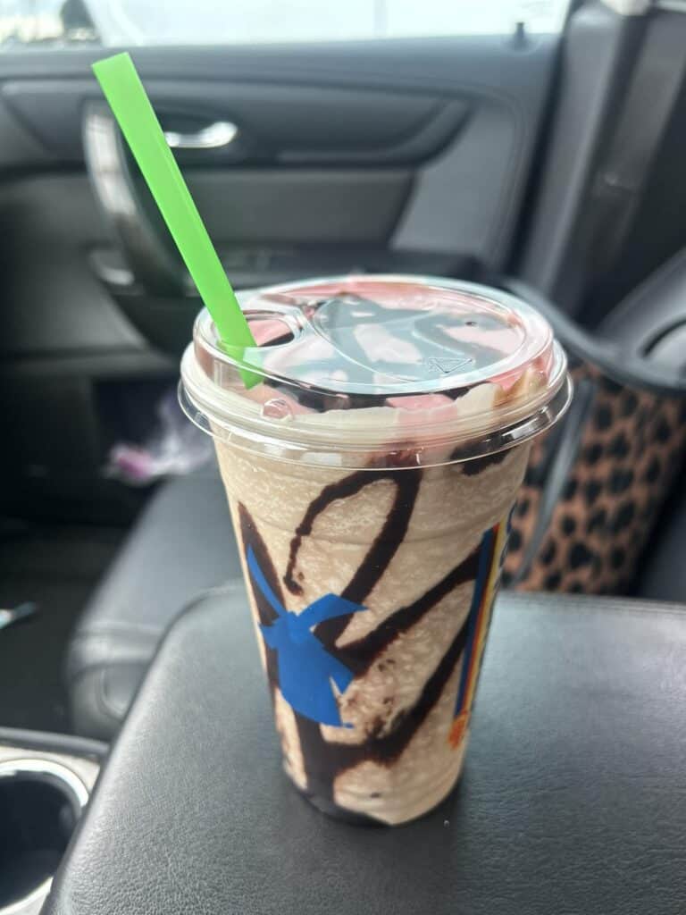 Blended Strawberry Banana Split Latte