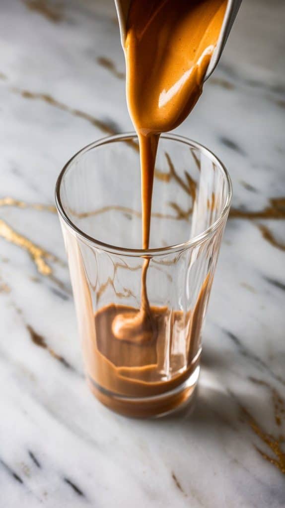 Step 3: Drizzle Peanut Butter Inside Glass (Optional)