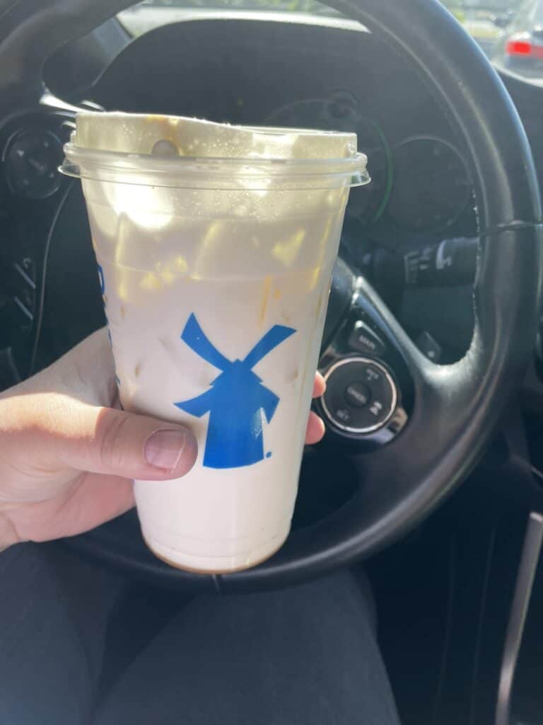 white coffee Annihilator with white chocolate and Carmel drizzle