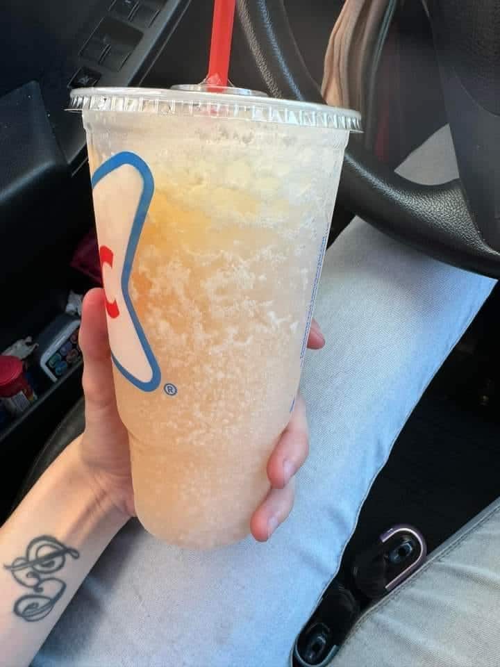 Large sprite add sweet cream , peach , & mango