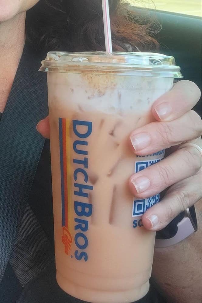 SF strawberry horchata chai with coconut milk.