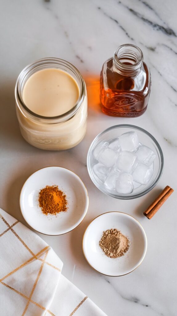 the ingredients for Eggnog Brandy Alexander