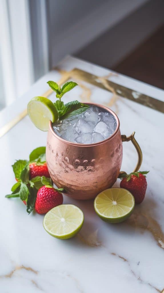 Mint Strawberry Moscow Mule Cocktail