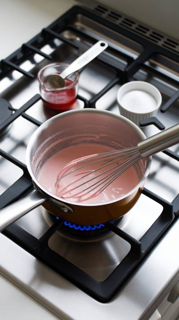 2. Add the milk, vanilla, sugar, and salt
