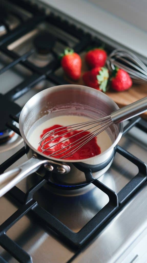 1. Warm the cream and jam