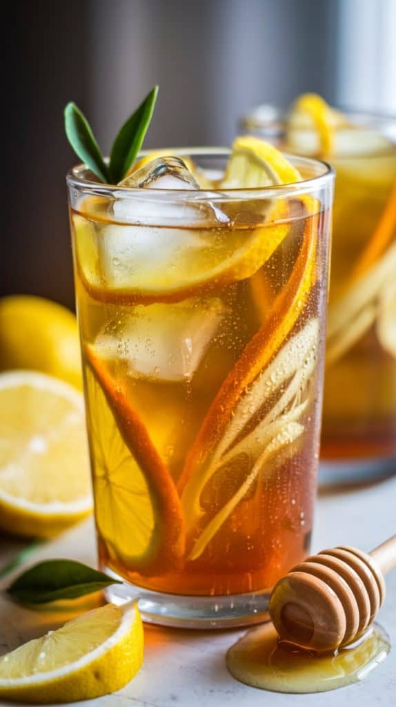 Lemon Ginger Iced Green Tea with Honey