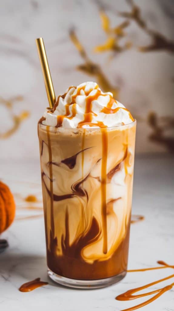 Caramel Pumpkin Spice Iced Coffee