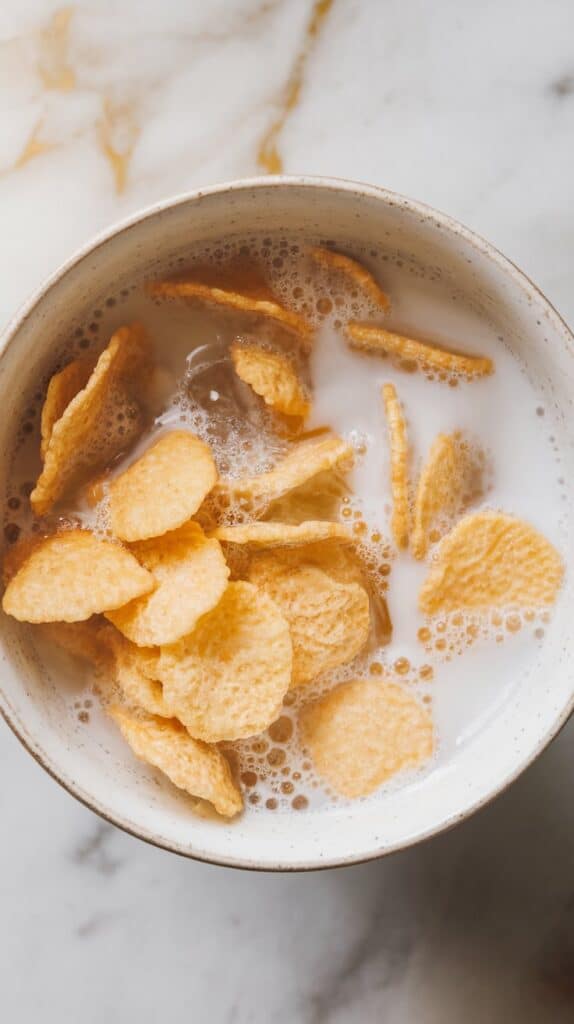 Step 1: Soak the cereal in milk