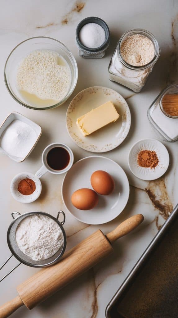  all the ingredients for a traditional New Orleans King Cake