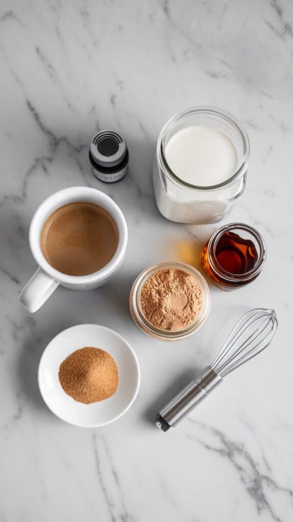 All ingredients of the Maple Brown Sugar Protein Coffee