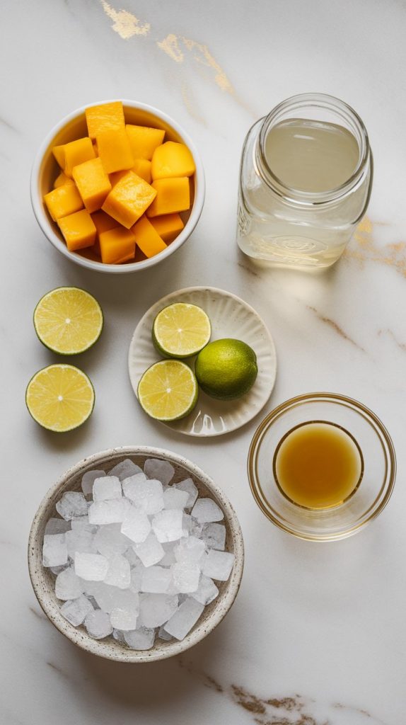 all the ingredients for a mango daiquiri