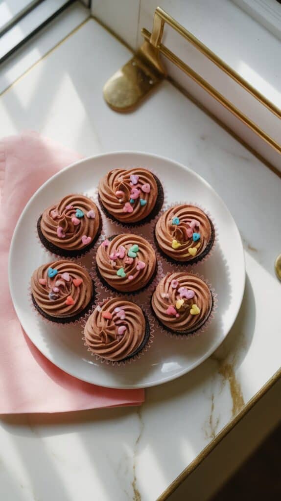 Heart-Shaped Chocolate Cupcakes