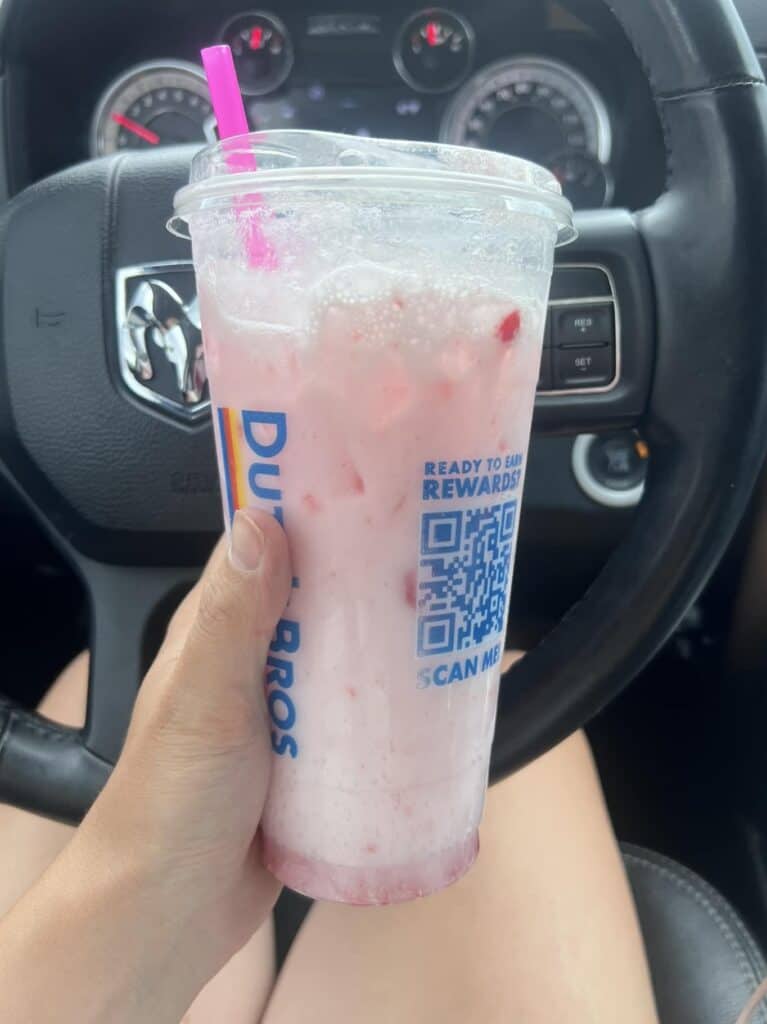 coconut soda with cream and strawberry real fruit