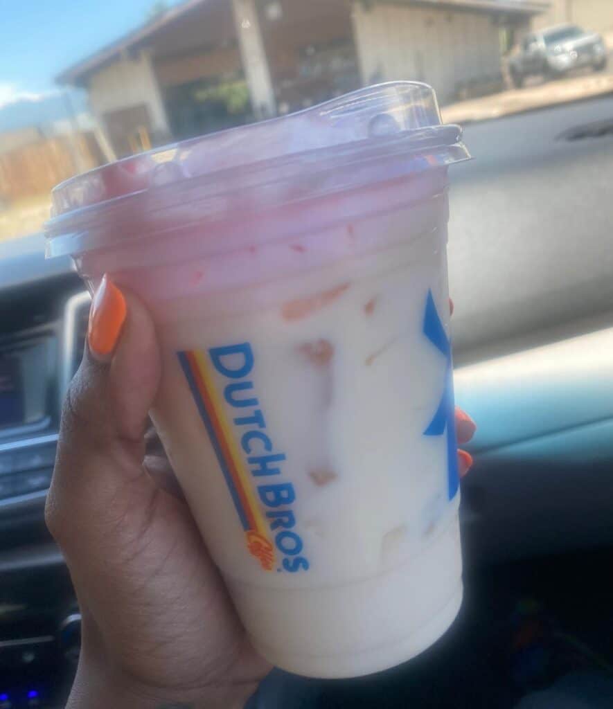 horchata chai with vanilla added & strawberry soft top
