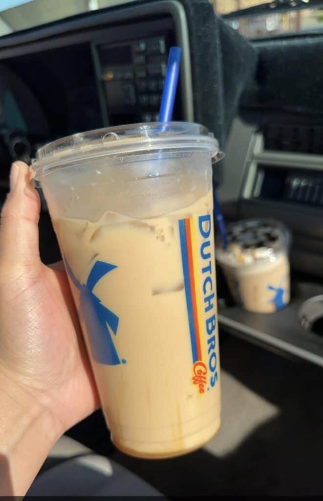 iced golden eagle, oatmilk light iced with banana syrup