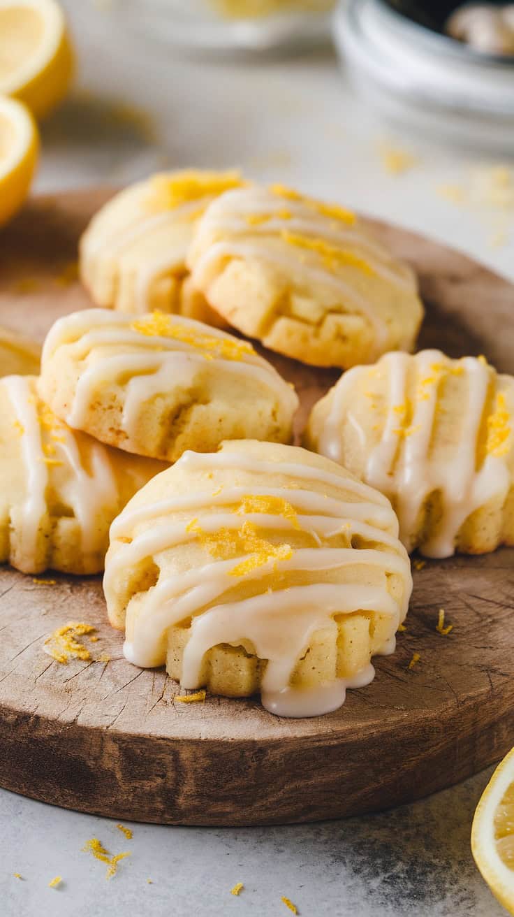 Lemon Ricotta Cookies with glaze and lemon zest