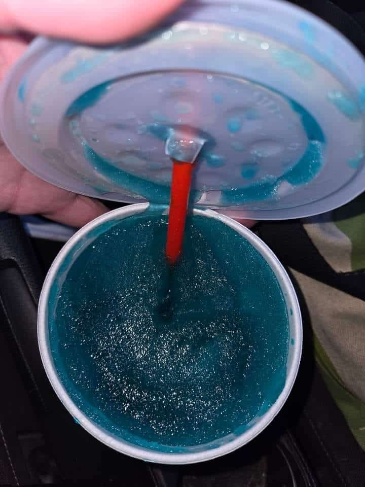 lemonade slush with blue raspberry and powerade mountain berry