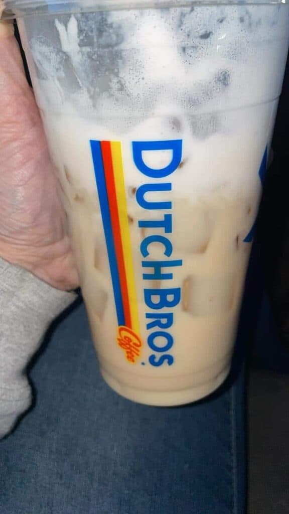 peach horchata chai with peach soft top