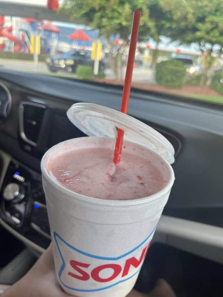 strawberry cream slush add cheesecake syrup