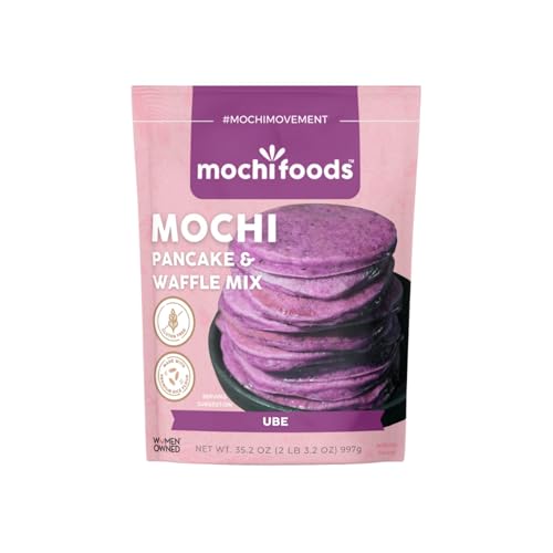 Mochi Foods Ube Pancake and Waffle Mix, Gluten-Free, Premium Rice