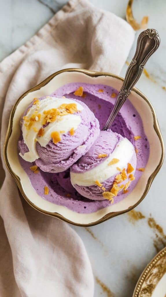 Ube Ice Cream with Coconut Swirl