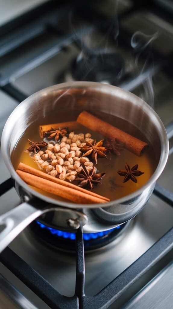 Step 1: Warm the Cider with Spices